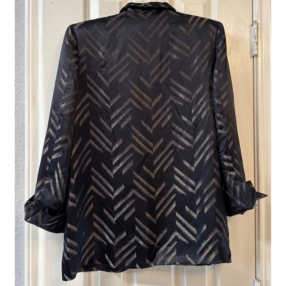 Vintage Achille Dattilo Blazer Jacket Black Gold Chevron Shoulder Pads Retro 6 - Picture 8 of 8